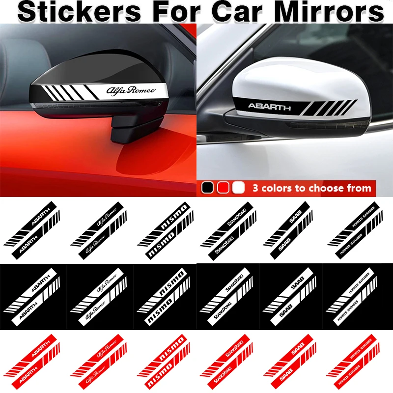 

2pcs car rearview mirror sticker car decoration decal For SEAT Leon Ibiza Alhambra Niva Kalina Priora Granta Largus Auto Gadget