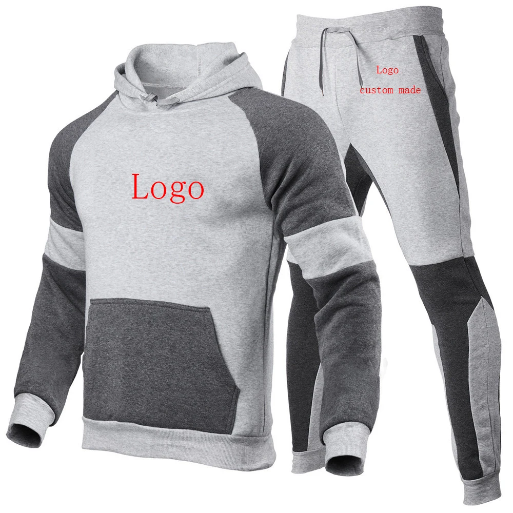 

Logo custom made 2021 casual sportswear Men suit hoodie pants two-piece zipper hooded suit sportswear suit clothing