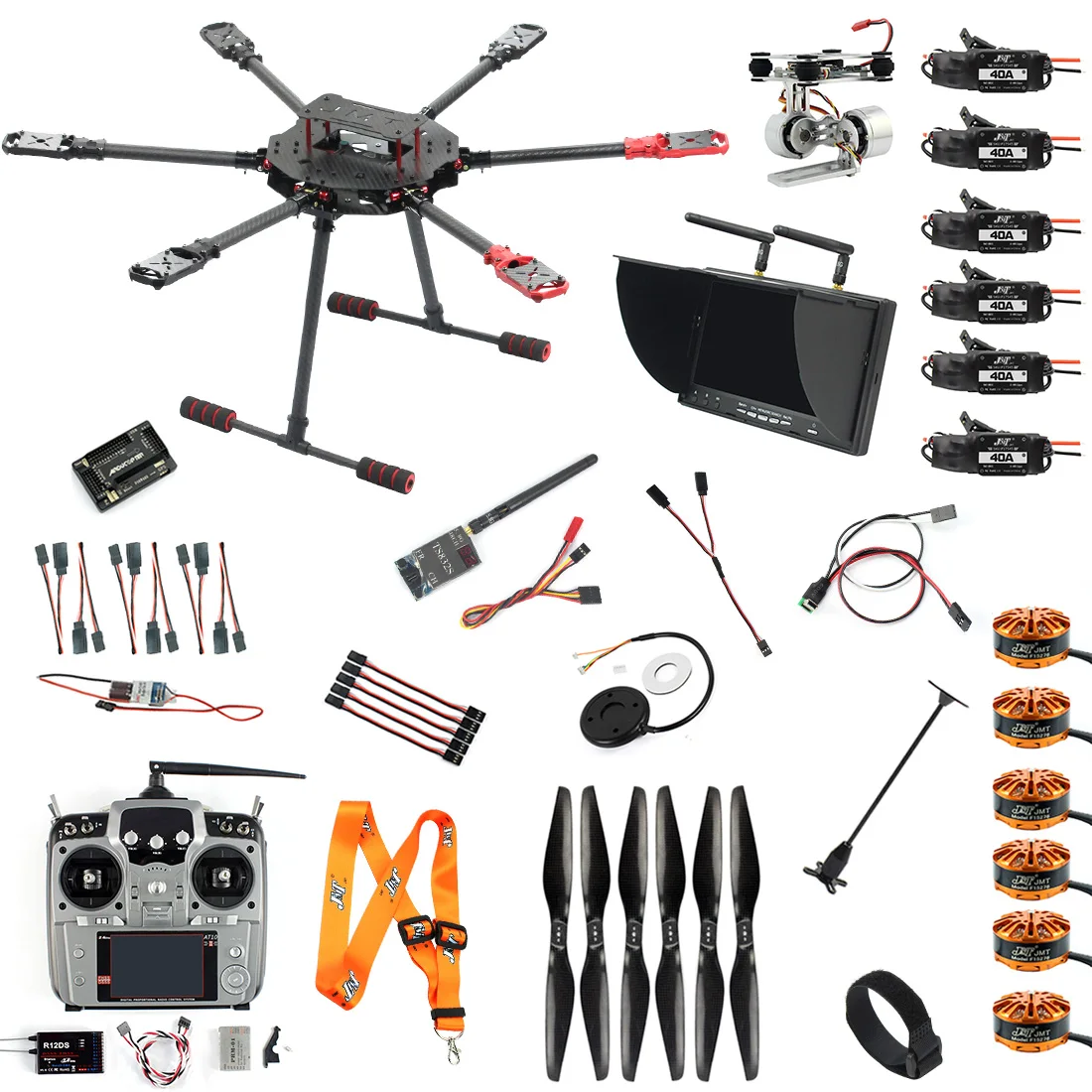 

FPV Multi-axis Saker675 675mm Frame kit AT10II 2.4G 10CH Radio 40CH DVR Monitor HYD3508 700KV Motor APM 2.8 Hexacopter Aircraft