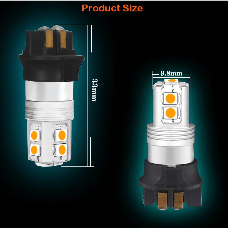 2 шт. без гипервспышки Янтарный Желтый 10-SMD PW24W PWY24W canbus светодиодные лампочки для Audi A3 A4 A5 Q3 MK7 Golf CC Передние поворотники