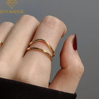 xiyanike 925 sterling silver charm rings for women couples new fashion gold plated double layered curve party jewelry gifts