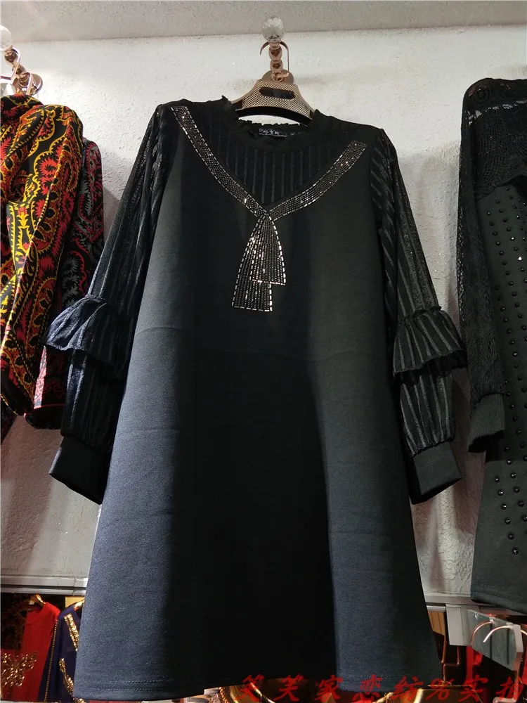 Свободное женское платье новинка весны средней длины с длинным рукавом