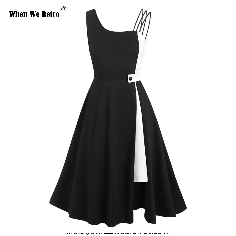 When We Retro 2020 черно-белое винтажное платье в стиле пэчворк летнее однотонное