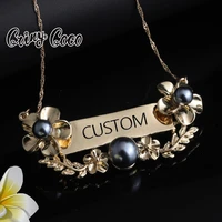 cring coco custom frangipani necklace personalized name necklaces jewelry hawaiian nameplate chain choker for women party gifts