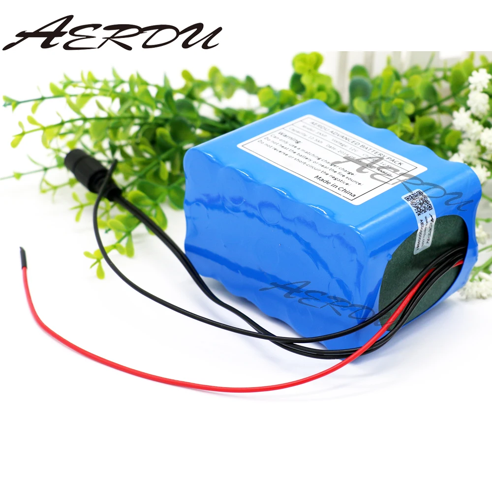 

AERDU 12V 11.1V 4S4P 12.6V 10Ah 220watt-400watt 18650 lithium Rechargeable battery pack LED lamp light backup power with 25A BMS