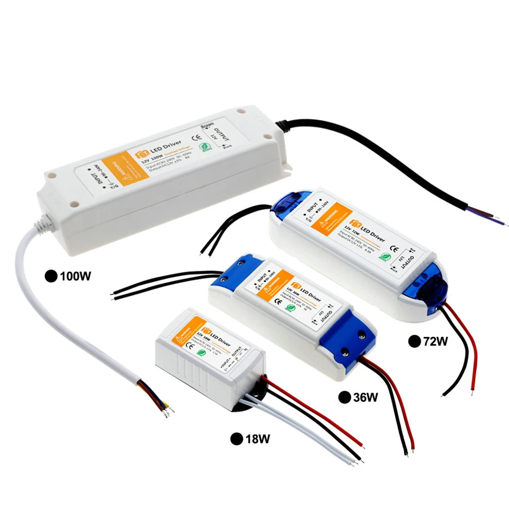 DC 12V Питание светодиодный драйвер 18 Вт 28 36 48 72 100 Трансформаторы высокое качество