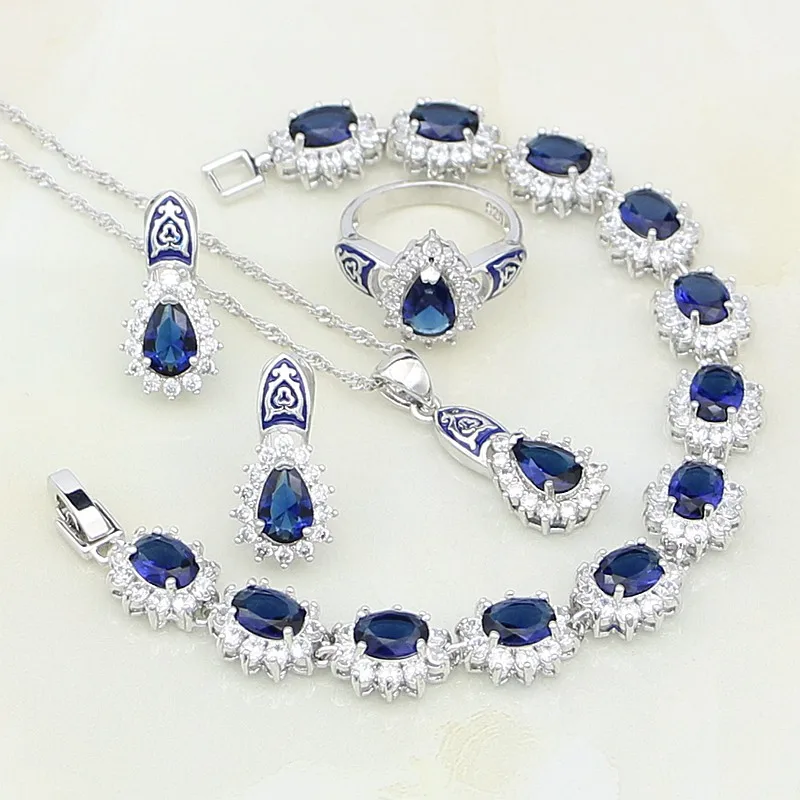 Комплект из колье серёг и браслета серебра 925 пробы | Украшения аксессуары