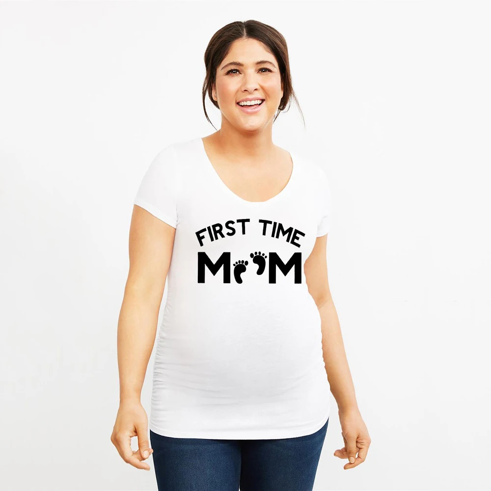 Camiseta de maternidad para mam&aacute;, prenda de vestir, con cuello redondo, divertida, para embarazo-3