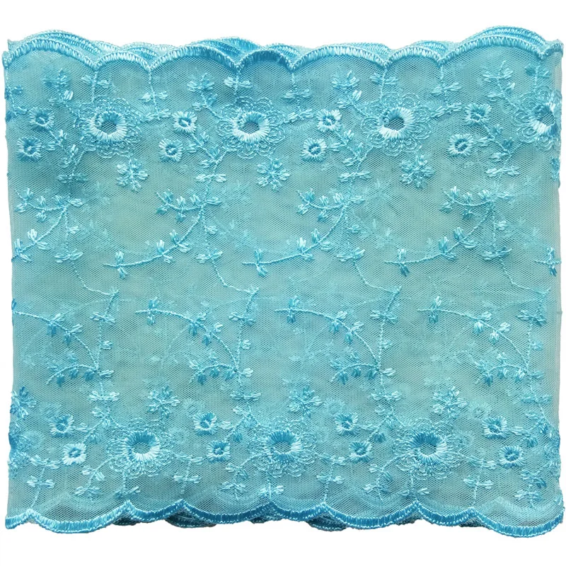 14 м сеточка вышитая цветами и кружевной отделкой с двух сторон платье куклы