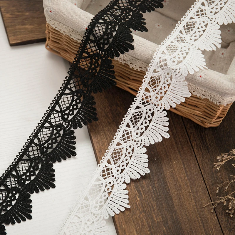 Кружевная лента шириной 6 см 2 ярда в партии черно-белая ажурная кружевная отделка