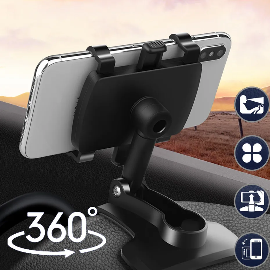 360 degree rotation in car phone holder for phone universal on car dashboard sunvisor support stand soporte mount bracket free global shipping