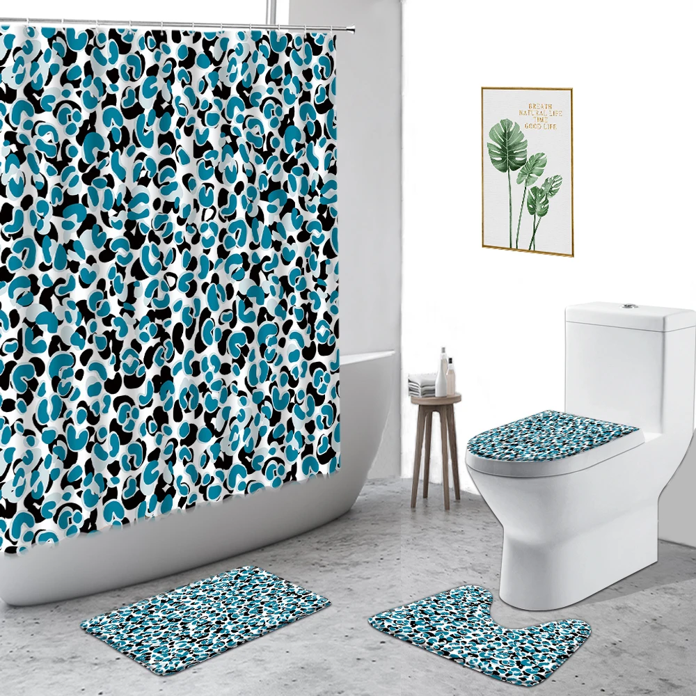 Шторы для душа с леопардовым принтом серый Модный Набор из 4 предметов 3D гепарда