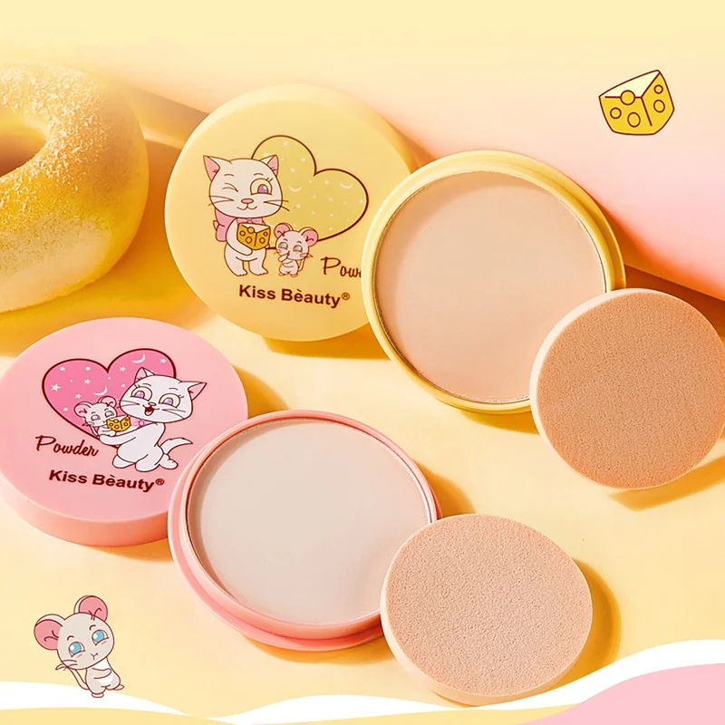 Натуральная мультяшная компактная пудра консилер для красоты контроль жирности