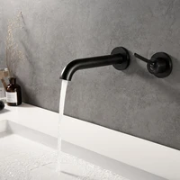 basin faucet black plated bathroom taps wall mounted water tap mixer hot cold soild brassvertical handle design 2020