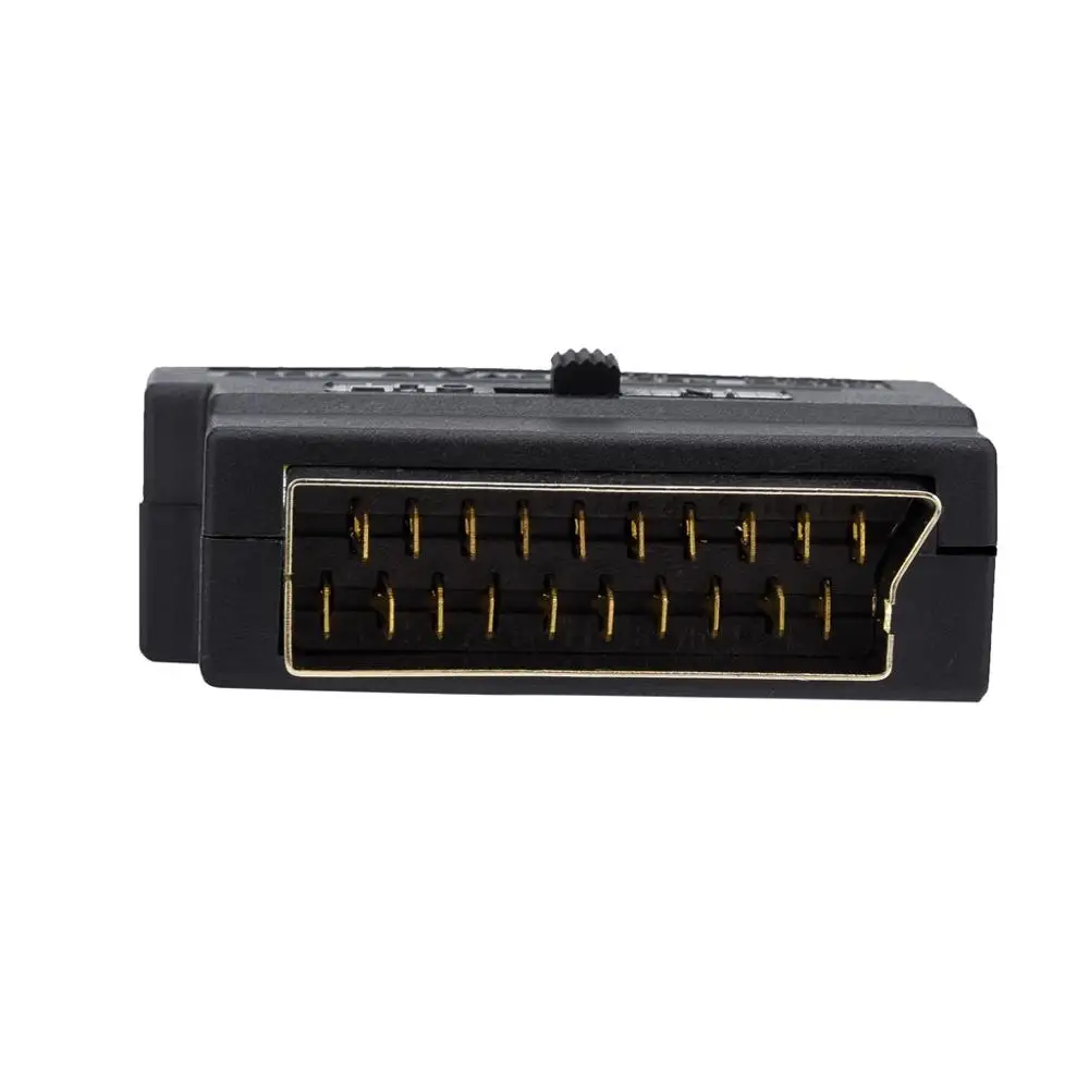 SCART Adaptor AV Block To 3 Phono Composite or S-Video With In/Out Switch Gold Flashed Connectors |