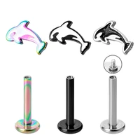 1pc dolphin 16g surgical steel labret lip studs monroe piercing jewelry for men women tragus cartilage helix conch stud earrings