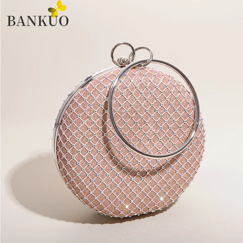

BANKUO Womens Evening BagRound Champagne Diamond Female Clutches Bags Rhinestone Sequined Bag Women Clutch Purse Bags C463