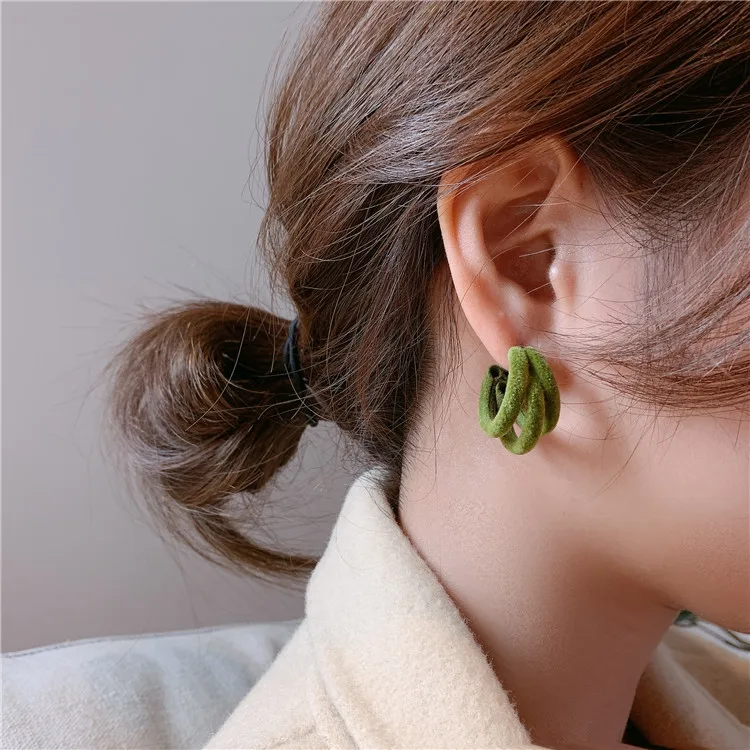 Новый дизайн простые винтажные шикарные цветные флокированные круглые серьги