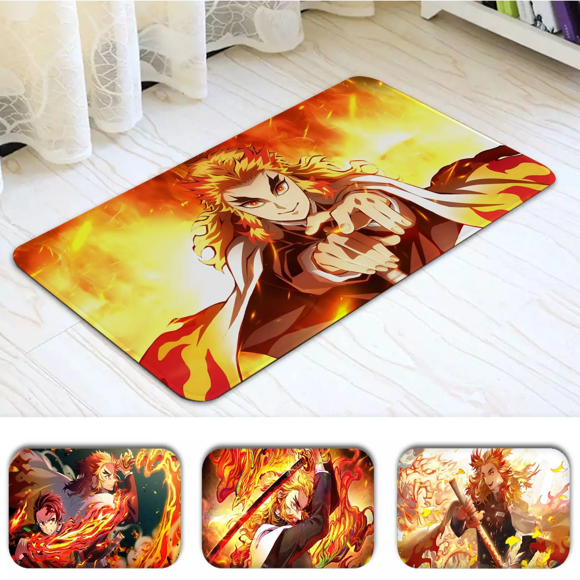 

Коврик для пола из фланели с принтом «рассекающий демонов»