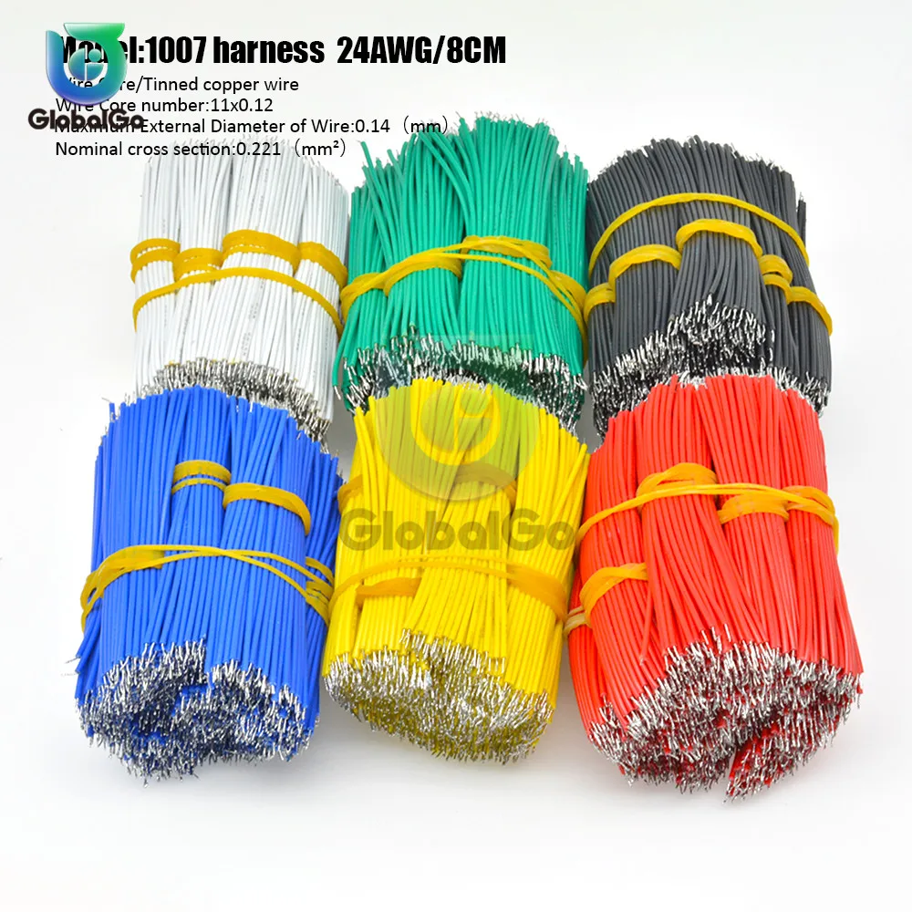 

100pcs/Lot 0.14mm Tin Lead Tin Plated Copper Wire Melt Core Solder Soldering Wire UL1007 24AWG PVC Electronic Cable 8 CM