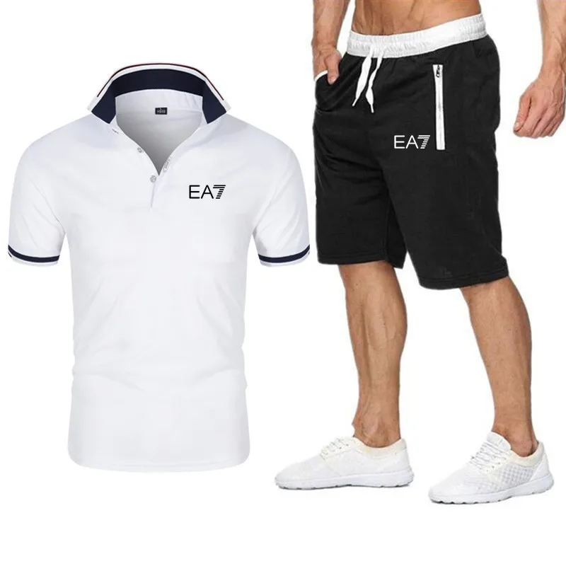 Летний мужской костюм Высококачественная Мужская футболка + пляжные шорты на