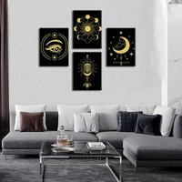 occult gold and black prints set of 6 8x10 glossy wall art decor alchemy witch third eye planets poster bedroom painting