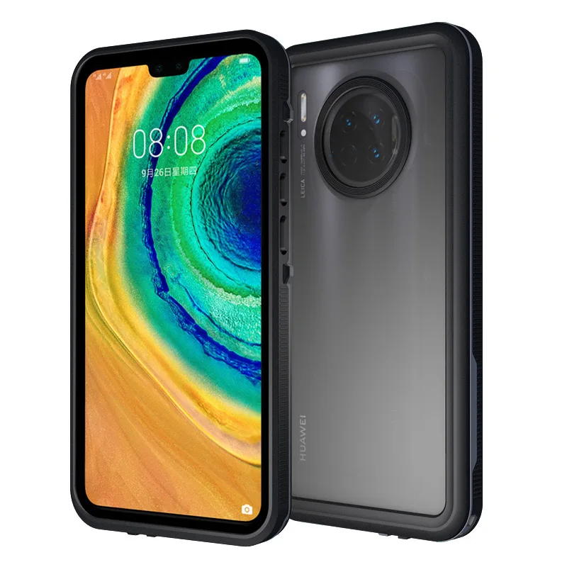 Black Водонепроницаемый чехол для huawei mate 30 mate 30 Pro, противоударный чехол для huawei mate 20 Pro, прозрачный 360 чехол с полной защитой - Цвет: Black