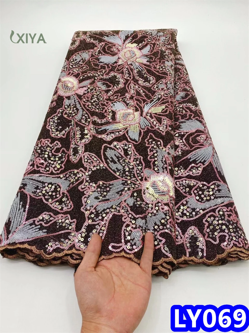 

Новое поступление, бархатная кружевная ткань с блестками, африканская кружевная ткань, роскошная нигерийская кружевная ткань для свадебно...