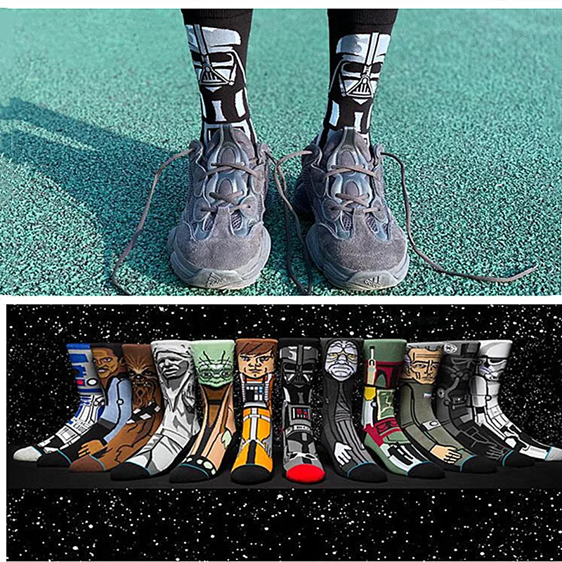 Длинные носки унисекс с героями мультфильмов Звездные войны джедай мастор йода и