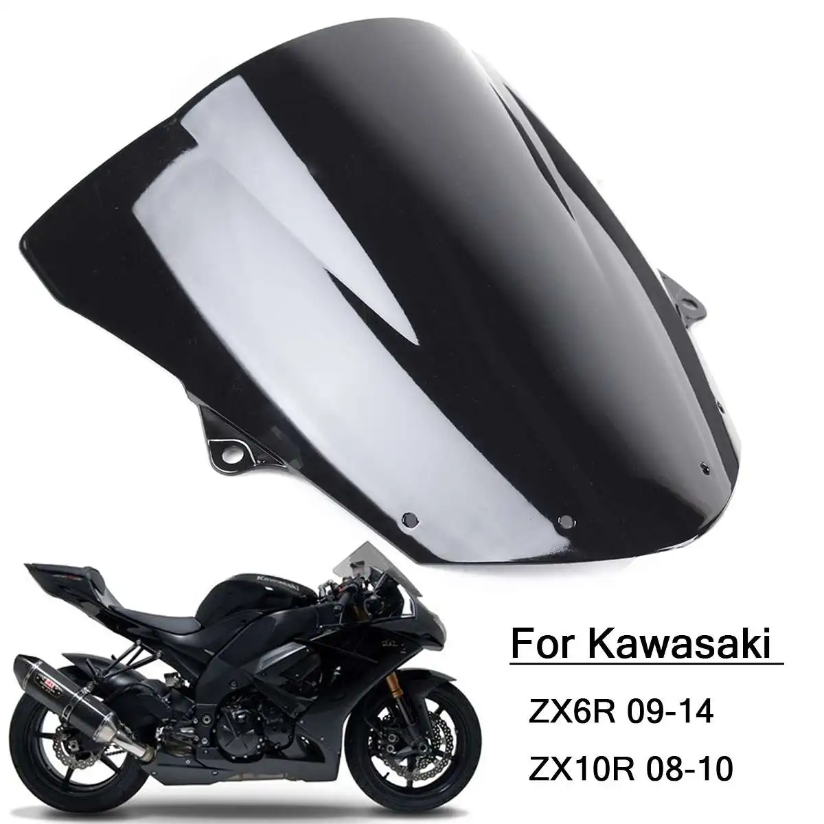 

Лобовое стекло мотоцикла черное для Kawasaki Ninja ZX6R 2009 2010 2011 2012 2013 2014 2008 ZX10R 2009 2010