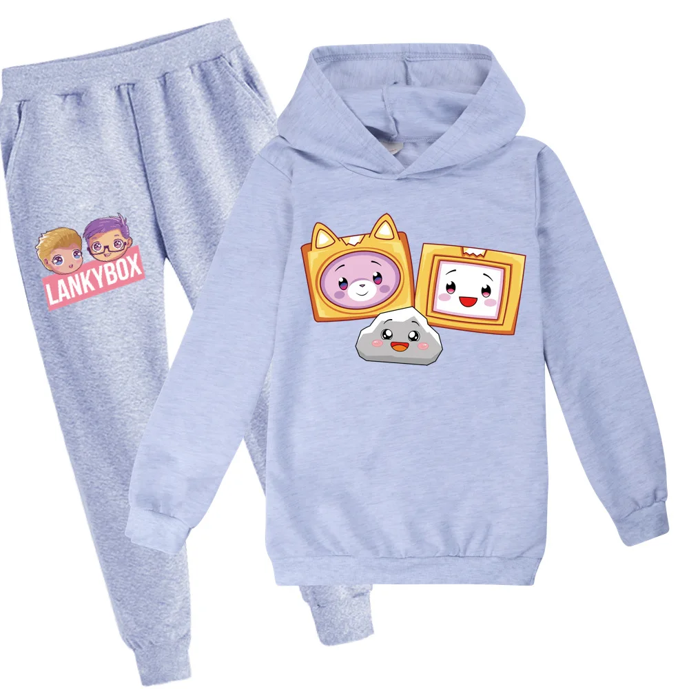 New Spring/Autumn Lankybox 3D Tracksuit Kids Cartoon Hoodie Pants 2pcs Sets Baby Boys Casual Sportswear Toddler Girl Outfits