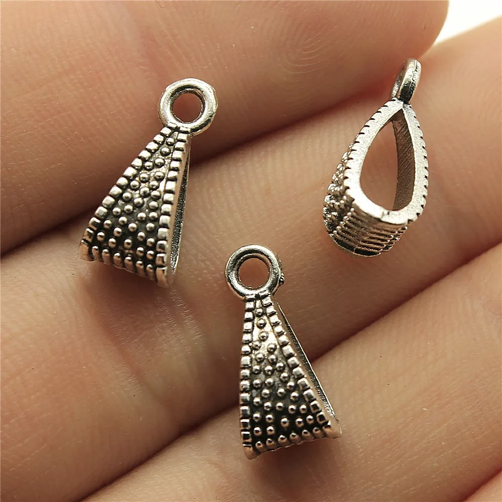 

10pcs 16x8mm For DIY Necklace Bracelet Antique Silver Color Charm Bail Beads Jewelry Findings European Bail Beads