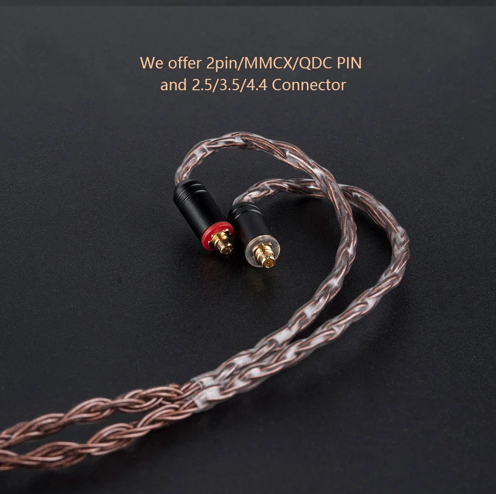 KBEAR 16 ядро Чистая медь кабель с 2,5/3,5/4,4 кабель для наушников для C10 ZS10 TRN V90 BA5 KZ ZSX ZS10 PRO BLON BL-03 CCA C12 QDC
