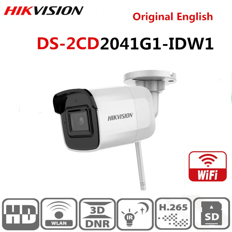 Оригинальная Hikvision Международная английская версия DS-2CD2041G1-IDW1 4 МП ИК фиксированная сеть пуля WIfi камера Встроенный микрофон