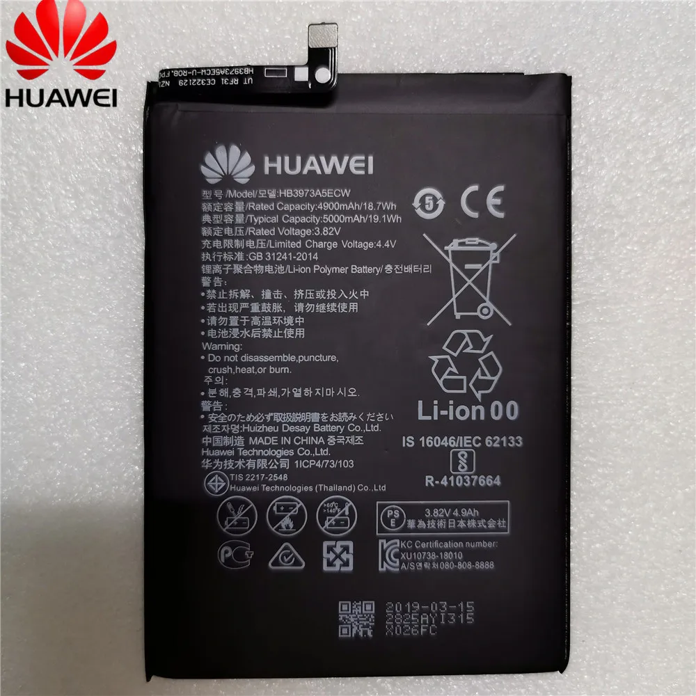 Bater&iacute;a de tel&eacute;fono Huawei HB3973A5ECW Original, 100% mAh, para Huawei Mate 20 X 20X, paquete al por menor, herramientas gratuitas, 5000-1