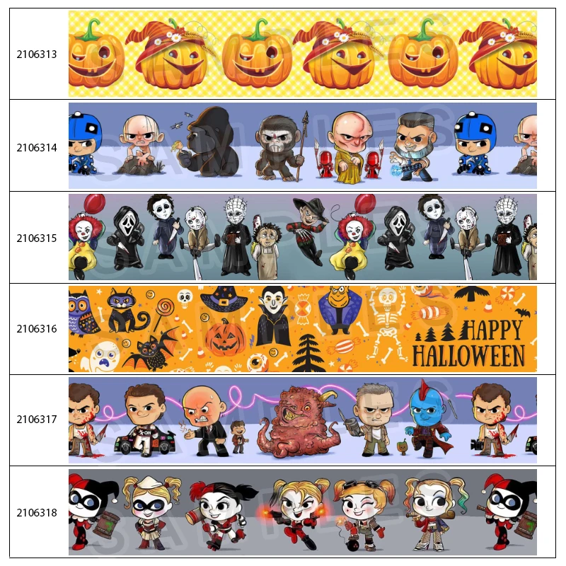 

10 Yards of Different Sizes Halloween Printed Grosgrain Ribbons for Hair Bows DIY Handmade Decoration Materials