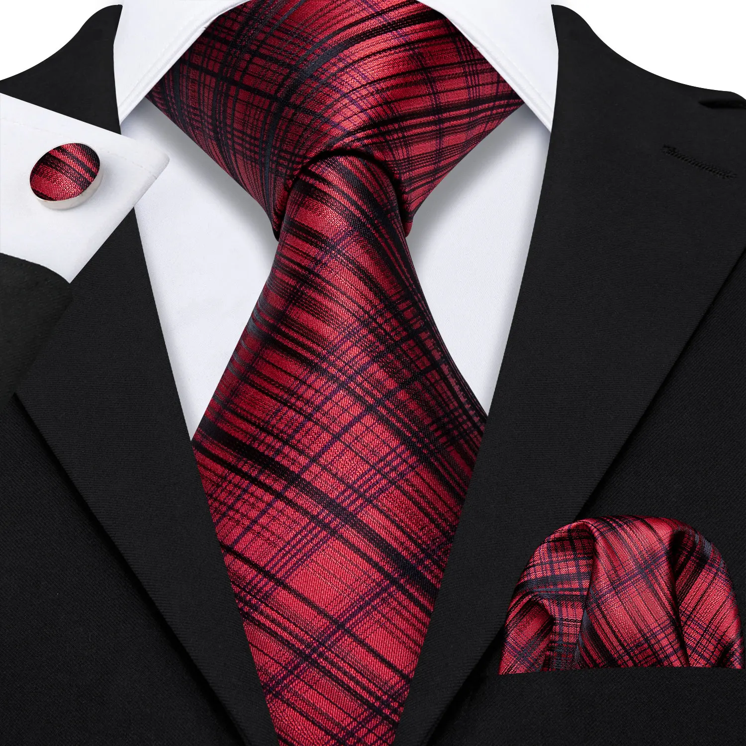 Yellow Plaid Ties For Men Shirts Silk Men's Tie Handkerchief Cufflinks Set 15 Colors Neck Barry.Wang Fashion Design S-5241 | Аксессуары