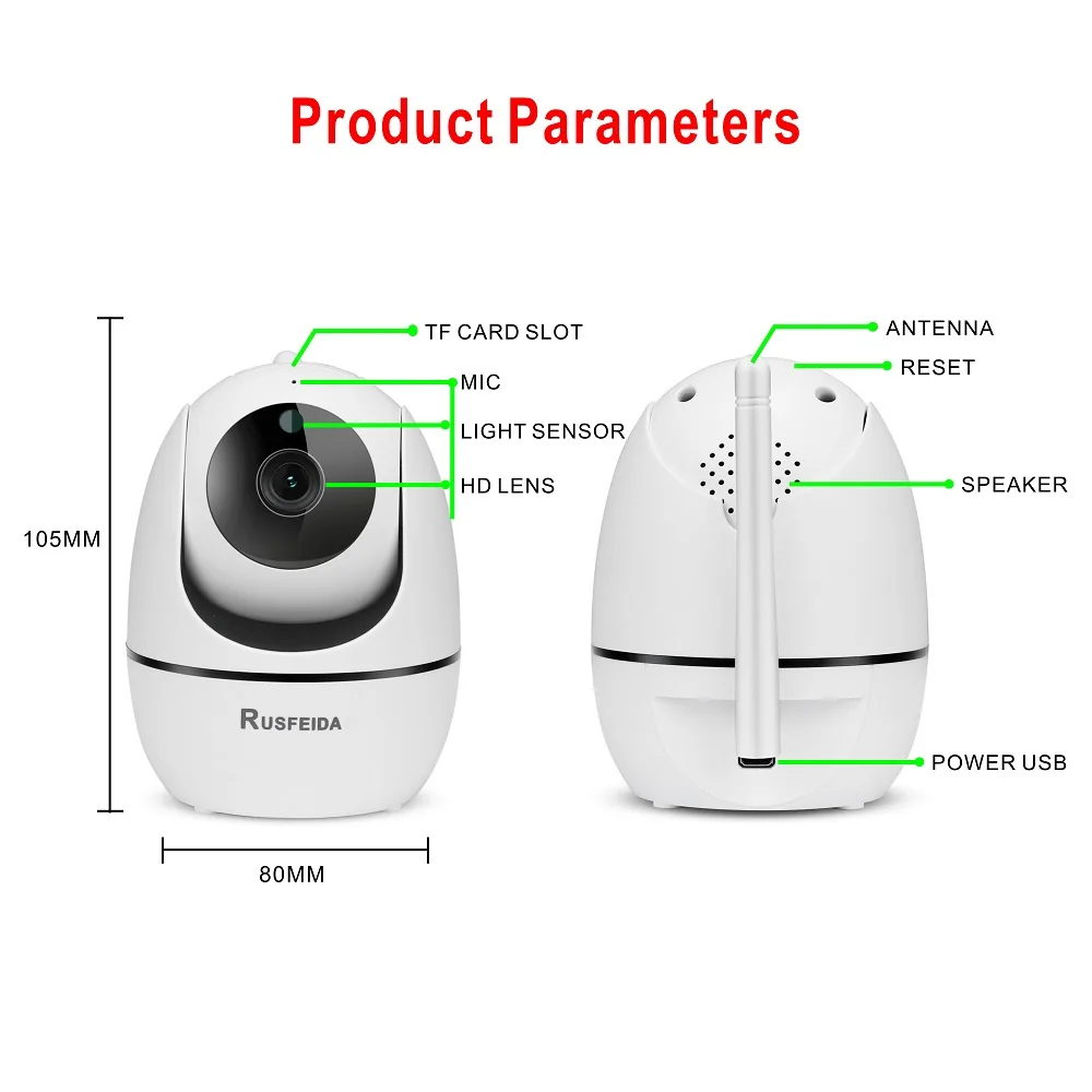 Беспроводная домашняя IP камера RUSFEIDA PTZ Wi Fi 1080p 2 4 ГГц|Камеры видеонаблюдения| |
