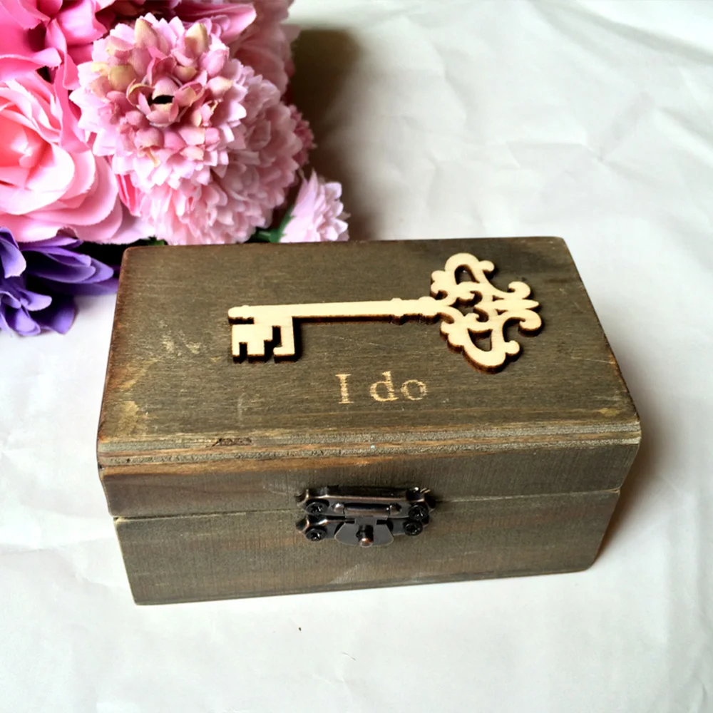 Фото Деревянный Mr & Mrs Ring Box деревенский обручальный держатель для свадебных Деревянный Mr & Mrs Ring Box деревенский обручальный держатель для свадебных