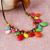 bohemian thai wax thread hand woven clavicle chain turquoise melon seed short necklace female chain necklace women aesthetic