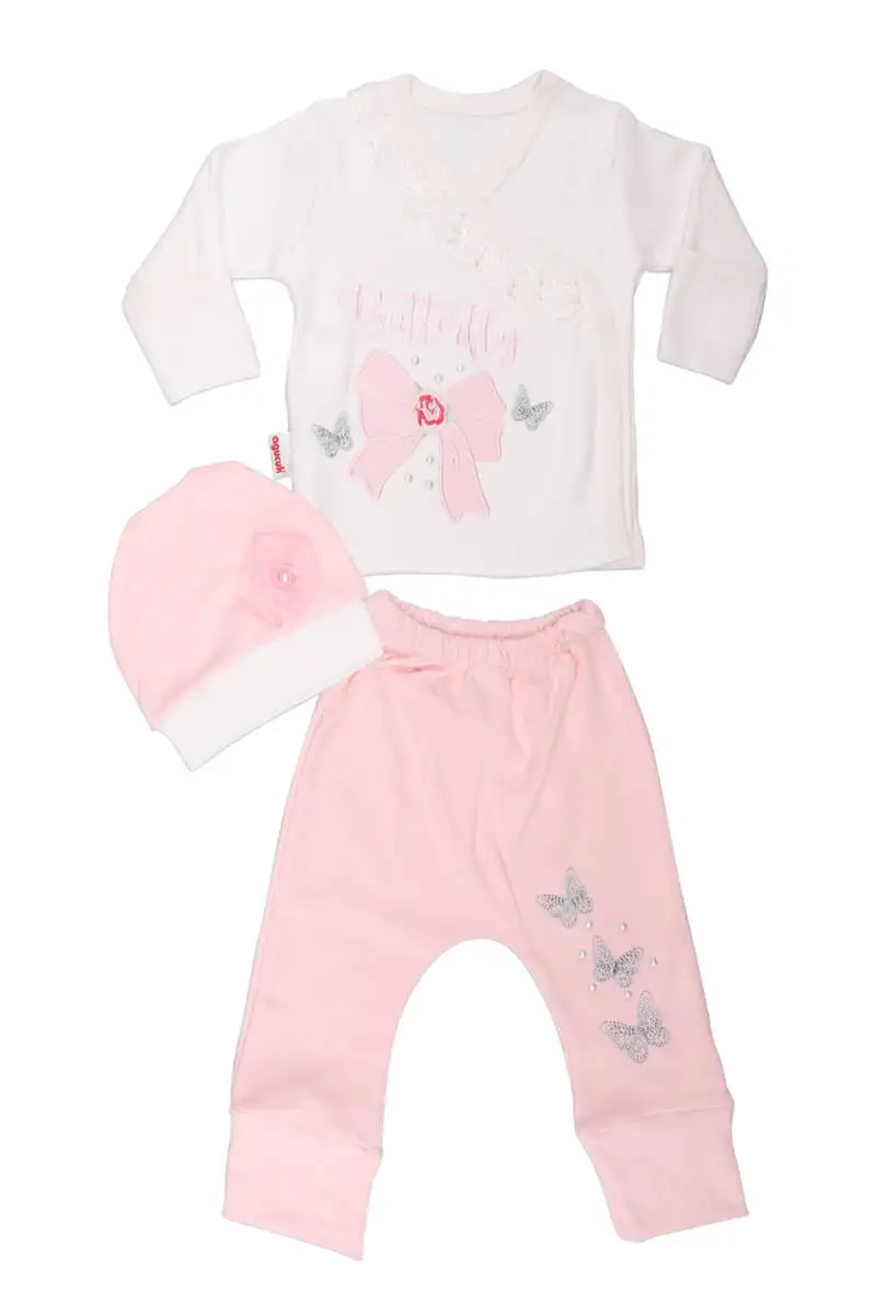 

Baby Ribbon Set of Patterned 3 Cotton Healthy Baby Clothes Protective Durable Washable Printed Hat Set