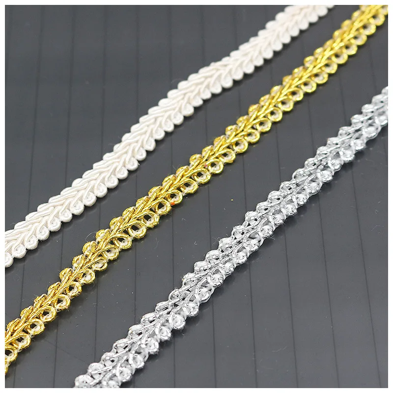 1M High Quality Gold Lace Fabric Applique 0.8CM Ribbon Trim Guipure Green Laces Sewing Trimmings Clothing For dentelle PE7 | Дом и сад