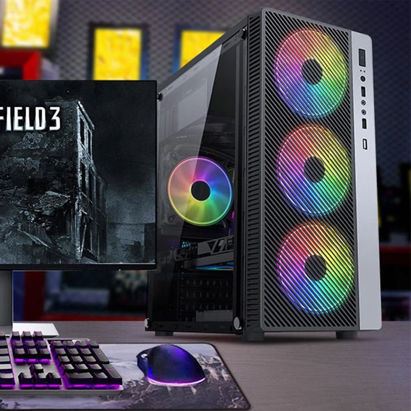 Чехол для компьютера с изображением RGB ATX center tower четыре лампочки диаметром 120 мм