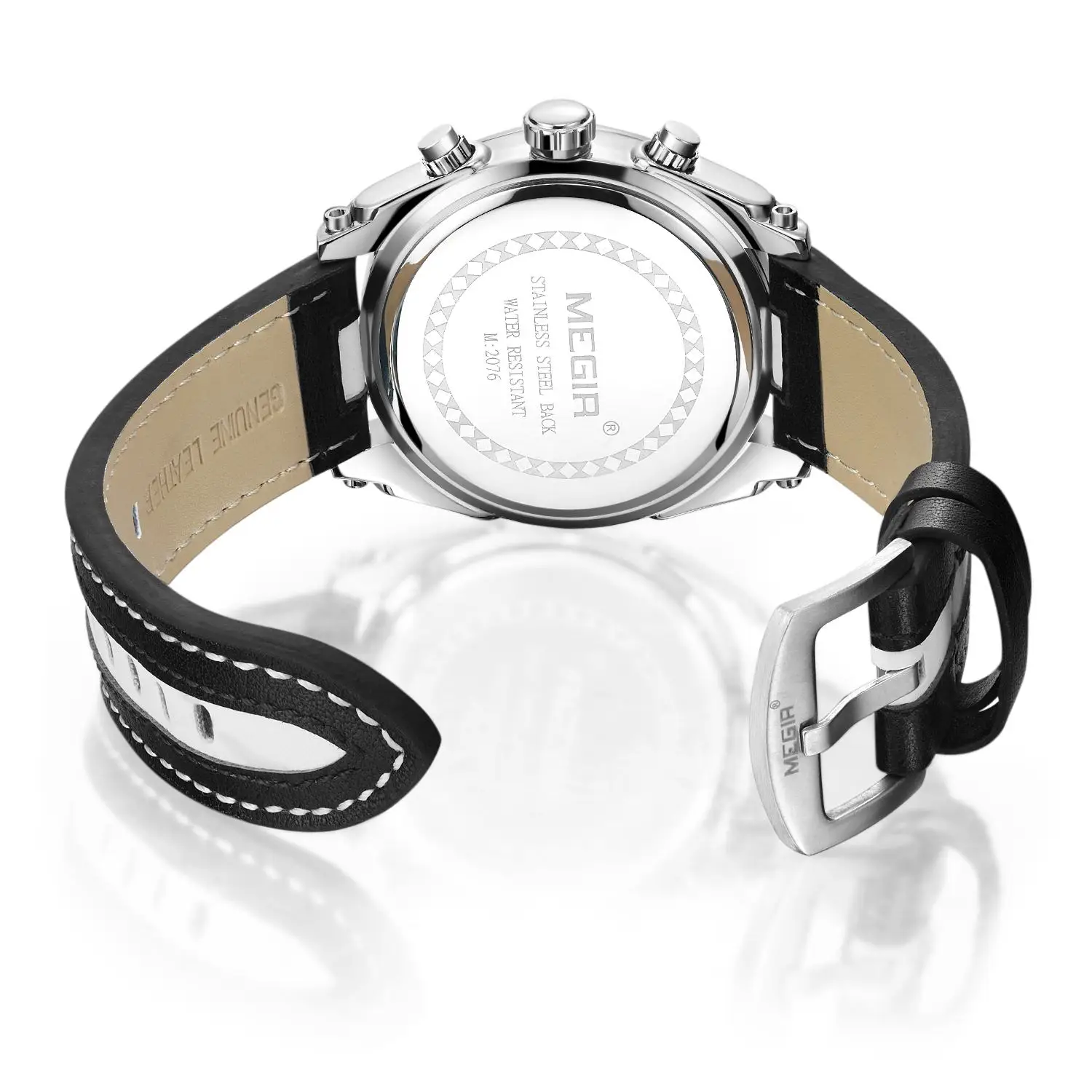 Часы MEGIR Мужские кварцевые с хронографом модные спортивные аналоговые кожаным