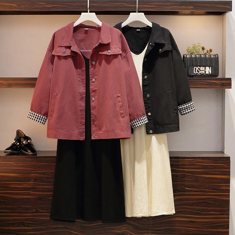 

Big Size Women's Dresses Fall 2019 New Fat Sister's Abdomen Covered Westernized Dresses