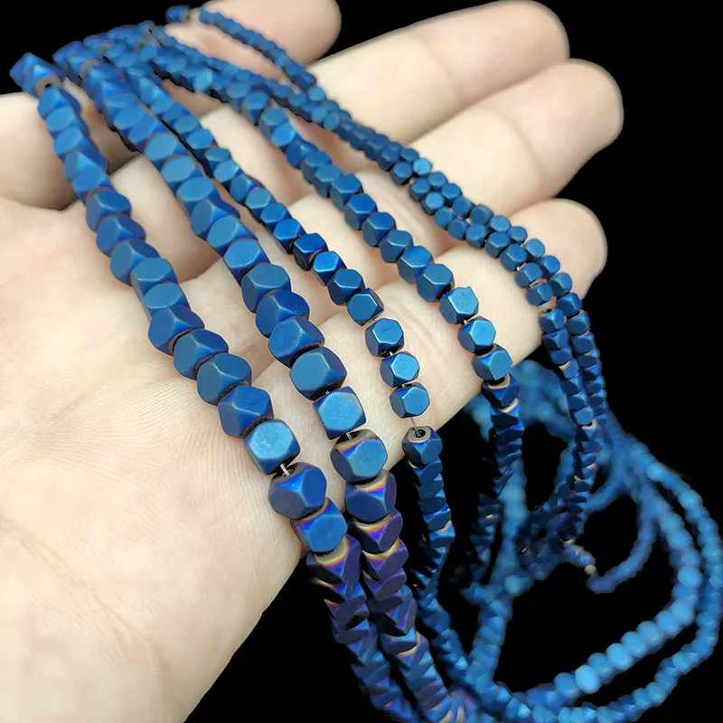 

Faceted Cube Hematite Beads 2 3 4mm Natural Stone Square Spacer Loose Beads for Jewelry Bracelet Earring Pendant Making DIY 15''