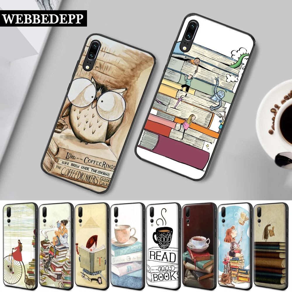 Силиконовый чехол книжка 70 Вт OK First coffee для Huawei P8 P9 Mini P10 P20 P30 Lite Pro 2015 2016 2017 P Smart Plus