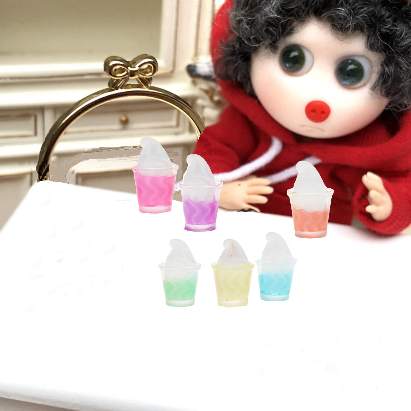 

1:12 весы кукольный домик миниатюра мини 6 цветов с принтом мороженое модель DIY украшения