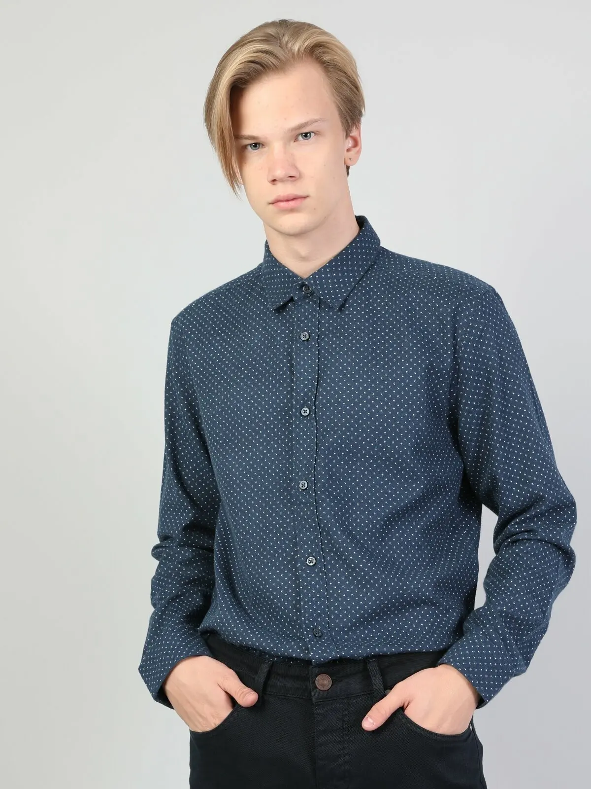 

Navy Men's Long Sleeve Shirt