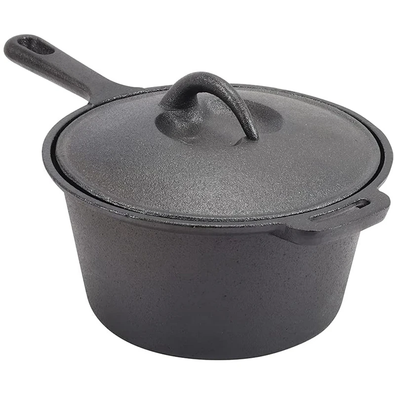 

Cast Iron Saucepan, Non-Stick Pan with Lid Cast Iron Deep Pan, Suitable for Induction, Electric and Gas Hobs